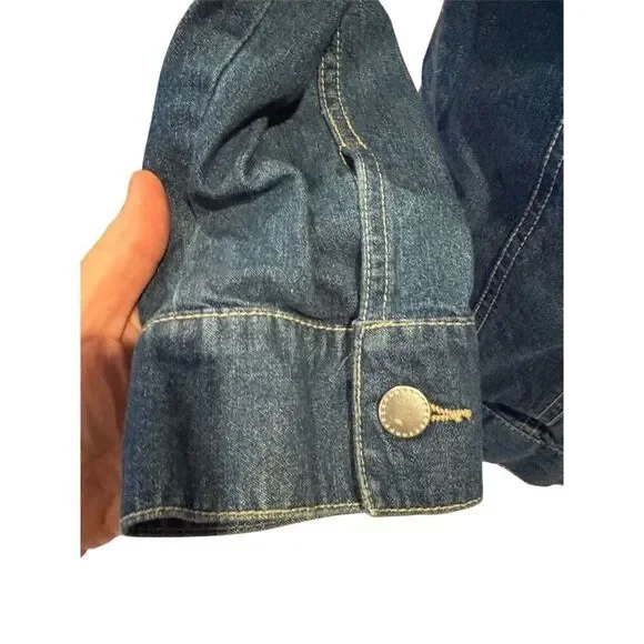 Tudor Court Women's XL Denim Jacket Blue Embellished Floral Casual - Picture 5 of 13